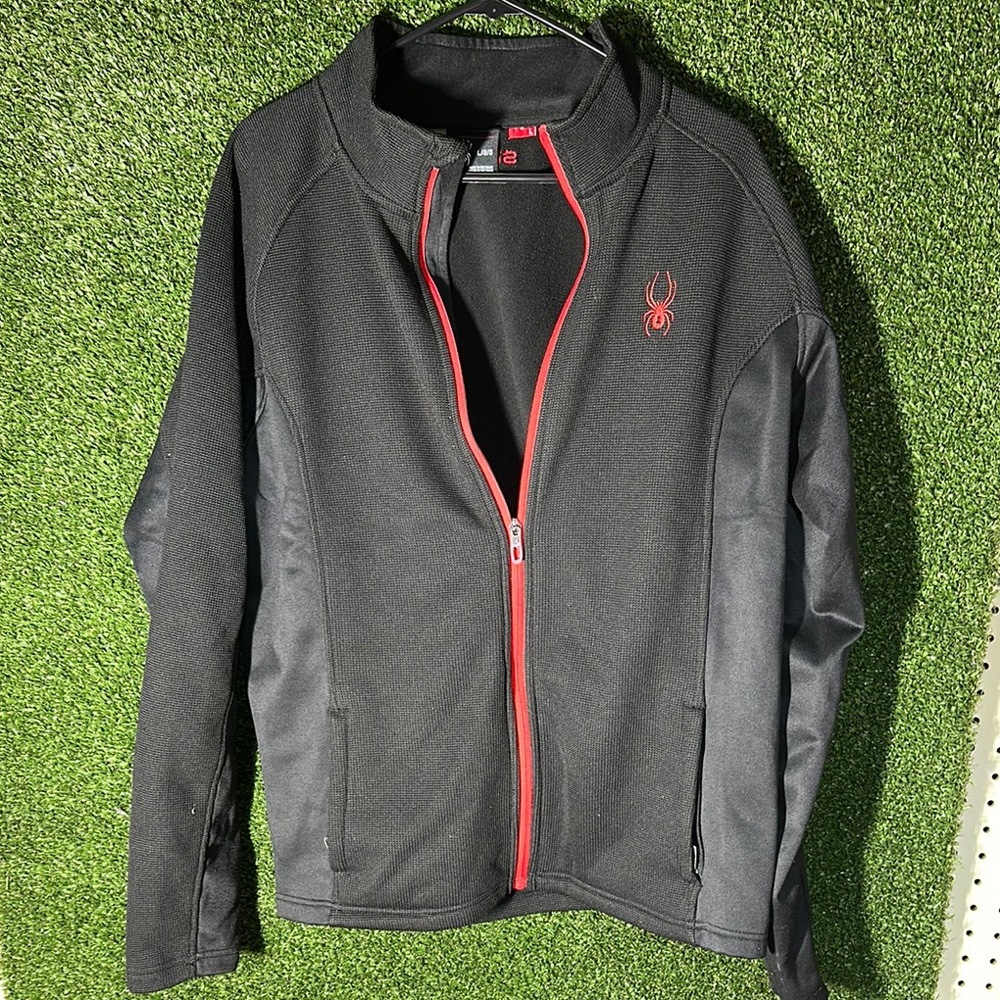 Spyder Performance Jacket Black and Red with Stand-up Collar